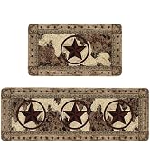Kuyuayee Farmhouse Rustic Kitchen Mats Set of 2 Non Slip Western Texas Star Kitchen Rugs Home Dec...