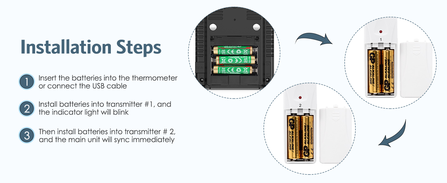 Refrigerator Thermometer with Freezer Alarm, Digital Wireless Fridge Thermometer with 2 Sensors