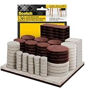 Scotch Felt Pads 136 PCS Assorted Colors, Felt Furniture Pads for Protecting Hardwood Floors, Rou...