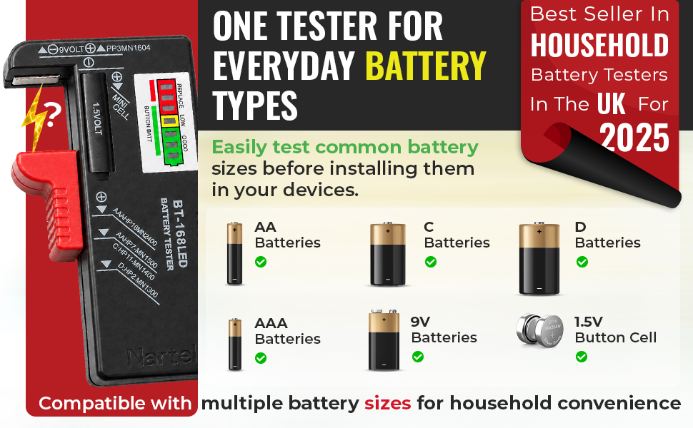One tester for all of your household battery types
