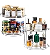 2 Set 2 Tier Non-Skid Acrylic Lazy Susan Turntable Organizer - Rotating Spice Rack - Spinning Org...
