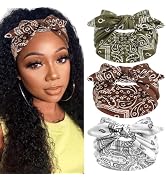 STGDAK Bow Headbands for Women Paisley Print Bandana Headbands Extra Wide Headwraps Non Slip Hair...