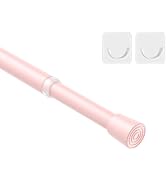 MEXAU 1Pcs Spring Tension Curtain Rod 26-39 inch Spring Tension Rods Pink Tension Rods Adjustable...