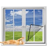 VEVOR Magnetic Window Screen, 58.27 x 39.17 inch PVC and Fiberglass Mesh, White Frames with Black...