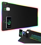 XXL RGB LED Gaming Mouse Pad with Magnetic Wireless Charger & Foldable Phone Holder, 31.5"x15.8" ...