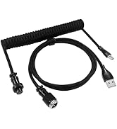 Yajouwin Custom Coiled Keyboard Cable USB-C: Detachable Aviator Connector, Double-Sleeved Mechani...