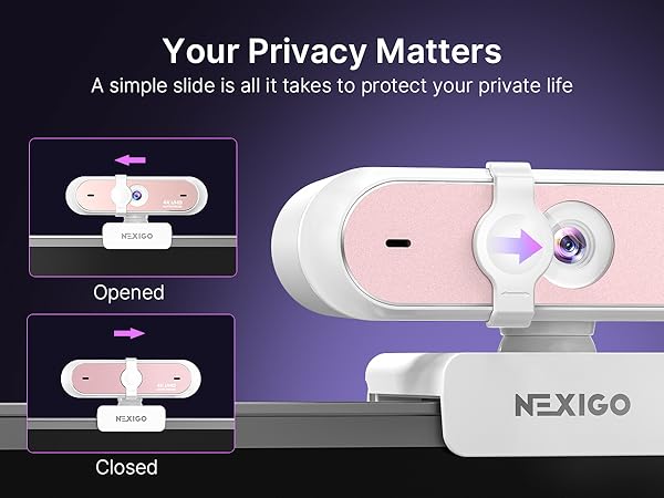 N660P Pro is mounted on a desktop, with a small inset showing privacy cover open/closed.