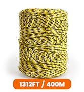 MERIANE Electric Fence Wire 1/8'' 1312 Feet/400 Meters, UV Wear Rust Resistant, Portable Polyrope...