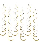30 Pieces Gold Hanging Swirl Decorations Sparkle Golden Plastic Streamers Ceiling Decorations Wed...