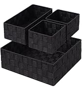 Posprica Woven Storage Baskets for Organizing, Small Black Baskets Cube Bin Container Tote Organi...