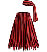 Mavikim Womens Pirate Skirt Headscarf Accessories Halloween Cosplay Costume Renaissance Stripes D...
