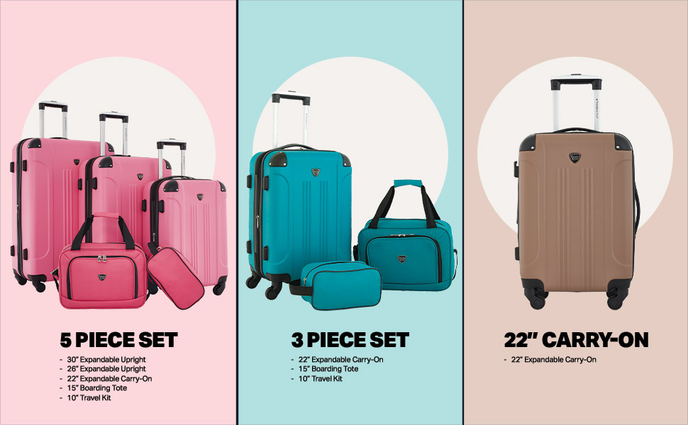 travelers club, carry-on, luggage, lightweight, 360 spinner, mobility, fashion, expandable, handles
