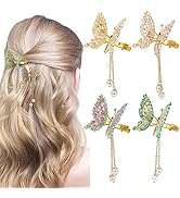 Ahoney 4Pcs Moving Butterfly Tassel Hair Clips, Gold Hair Clips, Cute Hair Clips Moving wings Sid...