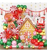 Christmas Balloon Garland 124Pcs Red Green Gold Merry Christmas Balloon Arch Kit with Gingerbread...