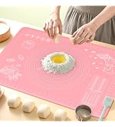 Silicone Pastry Mat 32" x 24" Extra Thick Non Stick Baking Mat with Measurements and Edge Heighte...