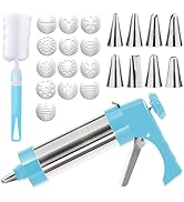 FANTEXY Cookie Press Gun Kit, Stainless Steel Spritz Cookie Press for Baking Icing Gun with 13 Co...