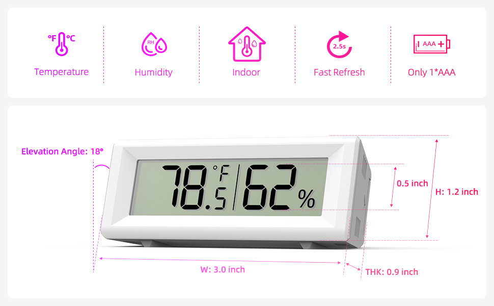 Indoor Temperature and Humidity Monitor – 2 Pack