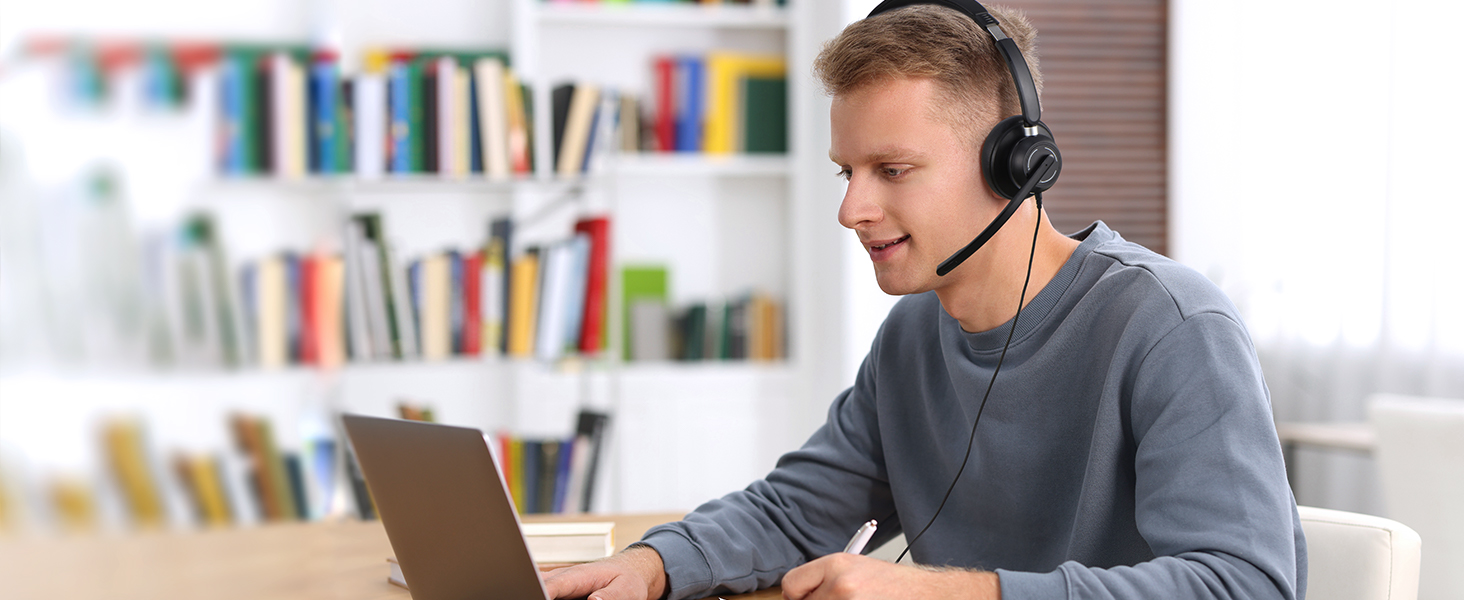 usb headset with microphone for pc laptop 3.5mm wired computer headset headphone with microphone