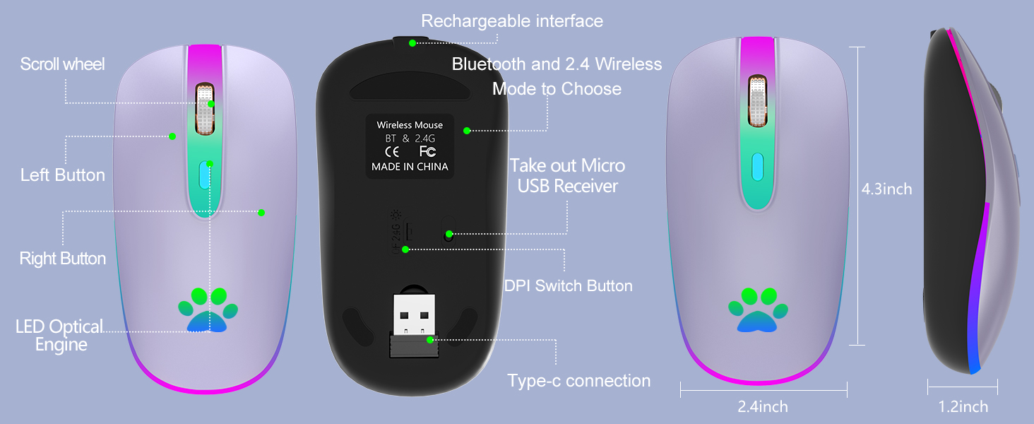 wireless mouse bluetooth usb c Mouse wireless mouse for laptop computer mouse