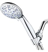 Antimicrobial/Anti-Clog High-Pressure 6-setting Hand Shower by AquaDance with Nozzle Protection f...