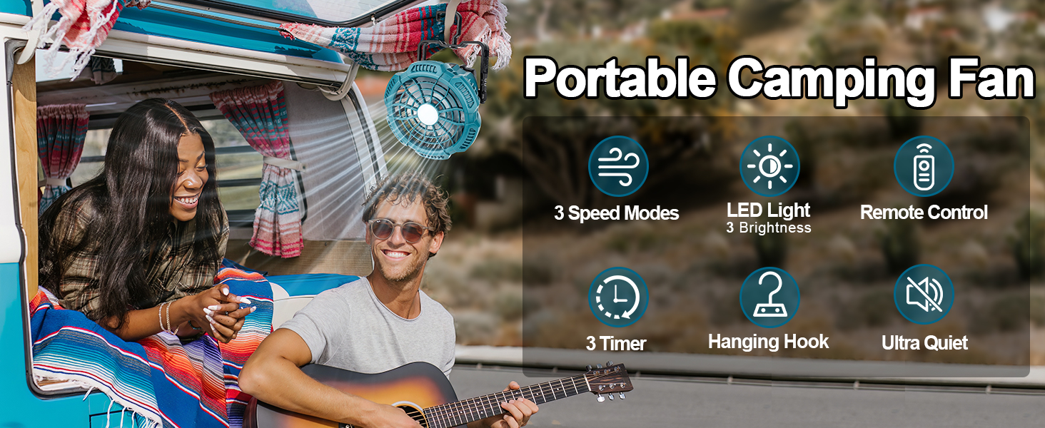 For Makita 18v battery powered camping fan with LED Light