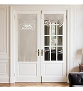 NICETOWN Linen 100% Blackout Door Curtains for French Front Door, Farmhouse Privacy Thermal Insul...
