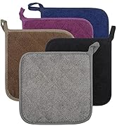 100% Cotton Kitchen Everyday Basic Terry Pot Holder Heat Resistant Coaster Potholder for Cooking ...