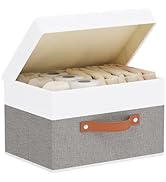 YheenLf Fabric Storage Boxes with Lids, Linen Foldable Cloth Baskets, Closet Organizer Containers...