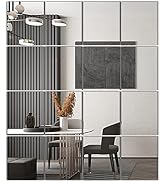 Delma Home Gym Mirror Tiles, 14'' x 12'' Glass Frameless Mirror (16 PCS), Large Wall Mirror for H...