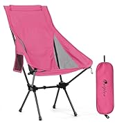 Outplea Pink Foldable Lightweight High Back Camping Chair for Women, Portable Compact Outdoor Cha...