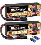 Nihewo 3S Lipo Battery 11.1V 6500mAh RC Battery 90C Hard Case with Tr Plug + EC5 Adapter Compatib...