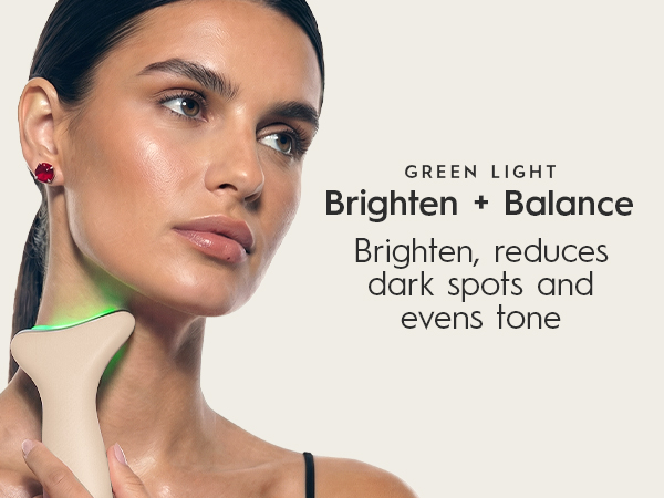 green light therapy to depuff and brighten skin tone, even complexion and reduce hyperpigmentation