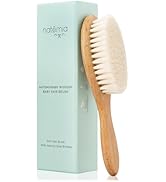 Natemia Wooden Baby Hair Brush - Natural Goat Hair Bristles - Gentle Soft Bristles for Scalp Mass...