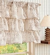 jinchan Ruffled Floral Valance Curtain Shabbychic Linen Window Valance 18 Inch Farmhouse Rustic W...