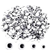 Upins 1000 Pcs Black Wiggle Googly Eyes with Self-Adhesive, 6mm 8mm 10 mm 12mm Mixed Packaging