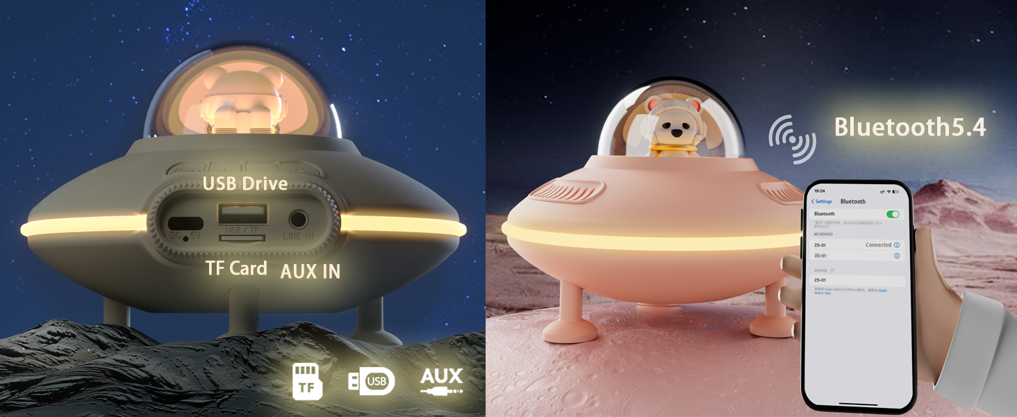 Small Bluetooth Speaker, Bluetooth Speaker with Night Light, Light Up Bluetooth Speaker