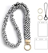 Stretchy Scrunchie Lanyard with ID Badges Holder, Retractable Keychain Holder for Women Teacher, ...