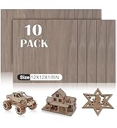10 Pack Walnut Plywood Sheets 12x12x1/8 Inch,3mm Plywood for Laser Cutting&Engraving,Unfinished W...