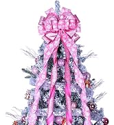 Christmas Tree Topper Wreath Bow Large Pink Christmas Bow Tree Topper 52"x13" Pink Alien Ball Gli...