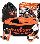 HORUSDY Nylon Heavy Duty Tow Strap Recovery Strap with Hooks 3" x 30Ft - 32,000 LBS Break Strengt...