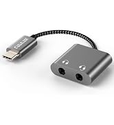 Cubilux USB C Double Headphone Splitter, Type C to Dual 3.5mm Jacks Audio Sharing Adapter Compati...
