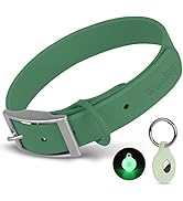 Wisedog Waterproof Dog Collar with Airtag Holder, Adjustable Soft Rubber Coated Webbing, Odor-Pro...