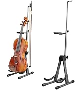 Augioth Gray Violin Stand with Bow Holder – Adjustable Height, Non-Slip Base & Protective Head Lo...