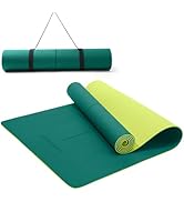 Ewedoos Eco Friendly Yoga Mat with Alignment Marks TPE Yoga Mat Non Slip Hot Yoga Mat Thick 1/4''...