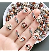 50Pcs 3D Resin Horror Nail Charms, Halloween Nail Art Charm, Spooky Horror Character Mini Resin O...