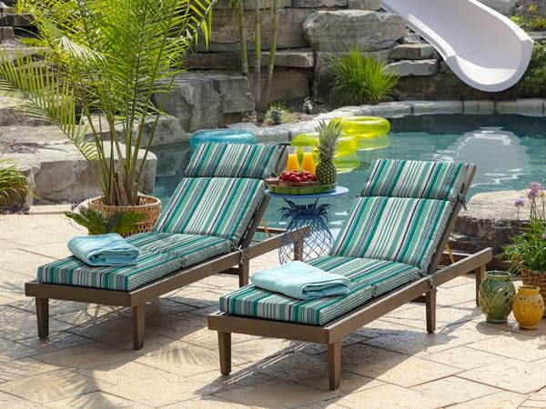 Chaise cushion, chaise lounge cushion, blue cushion, stripe cushion, outdoor cushion
