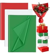 60 Sheets Christmas Tissue Paper for Gift Bags, PLULON Red Green White Christmas Gift Wrapping Ti...