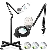 10X Lighted Magnifying Glass with Light, NUEYiO 2200 Lumen Stepless Dimmable Magnifying Floor Lam...