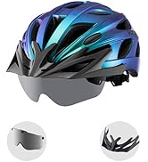ROCKBROS Bike Helmet for Adult Men Women with Suggested Fit 58-65cm, Detachable Magnetic Goggles ...