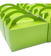TIMESEEK 30-Pack Spring Green Gable Treat Boxes with Handles, 6" Pop-Up Party Favor Gift Boxes fo...